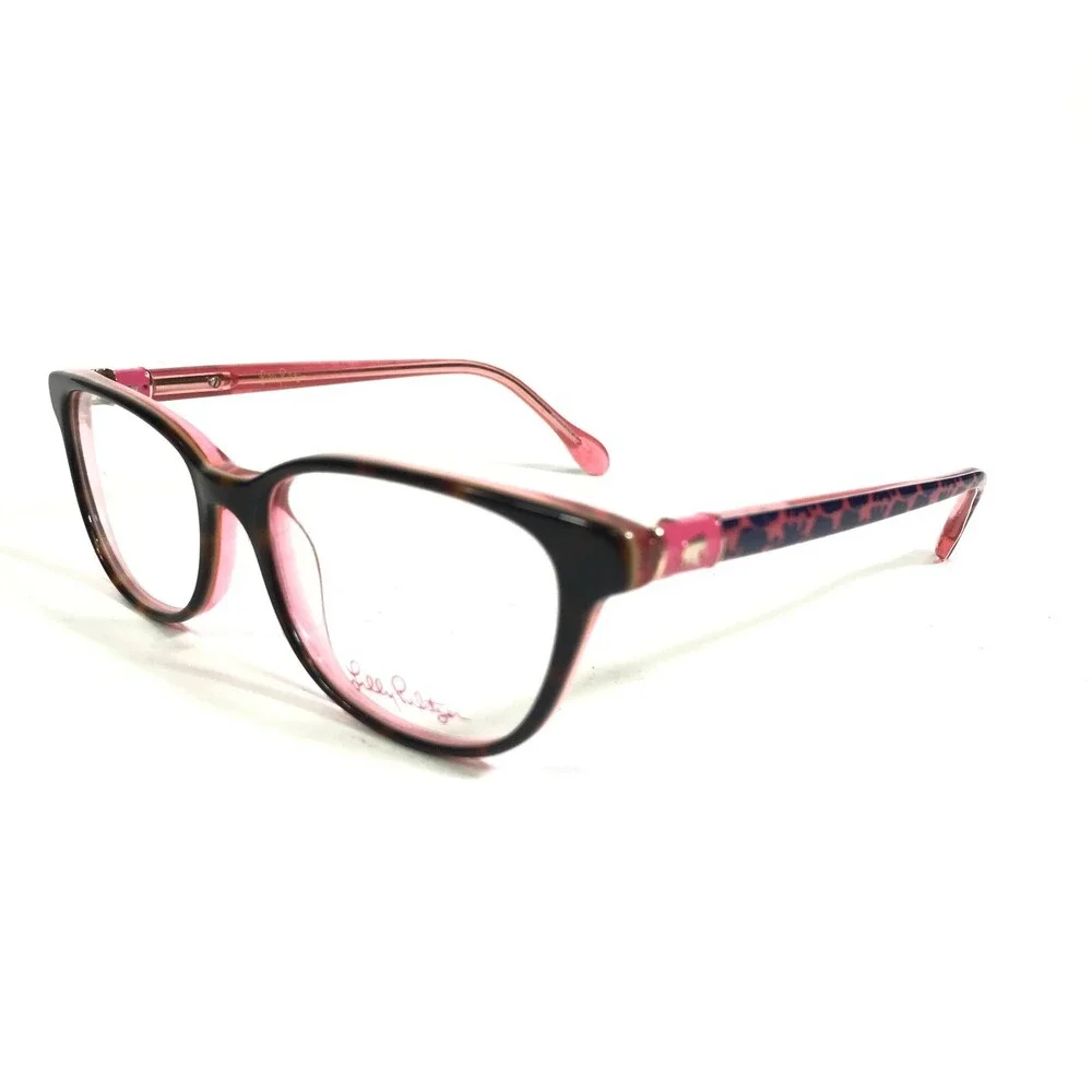 Lilly Pulitzer Eyeglasses Frames Ella TO Brown Pink Cat Eye Full Rim 48-15-130